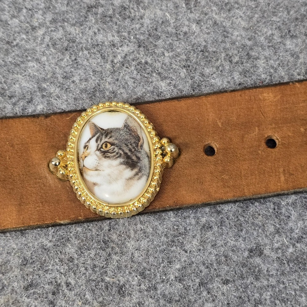 Vintage Jacobs Leather Belt Small Brown Cat Concho No Buckle USA CT 27.5" - Picture 9 of 16